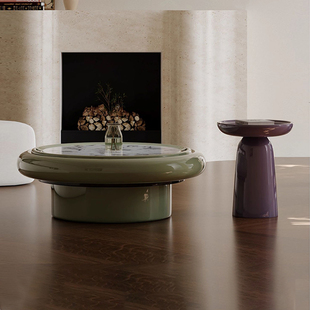 北欧极简圆形茶几客厅家用设计师创意雪山兰奢石大小组合茶几简约