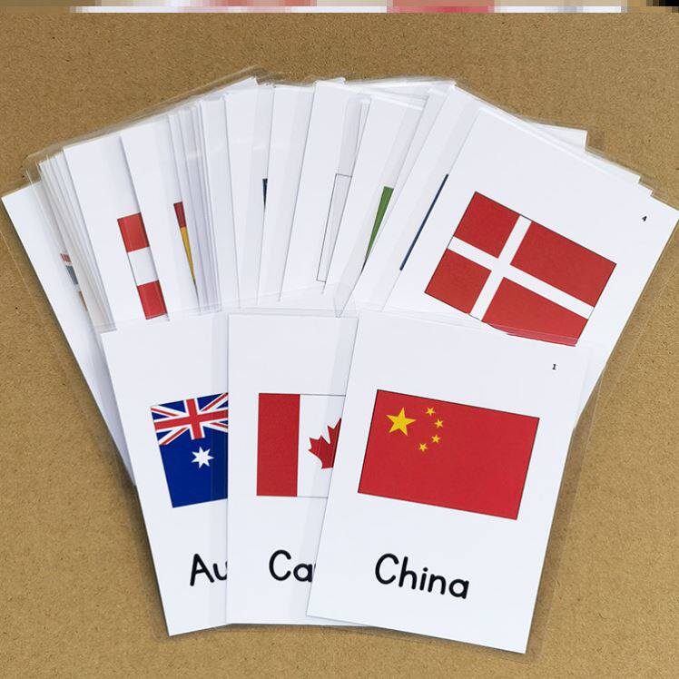 国旗认知类英语卡片英文单词卡片宝宝启蒙闪卡幼儿园英文教师教具