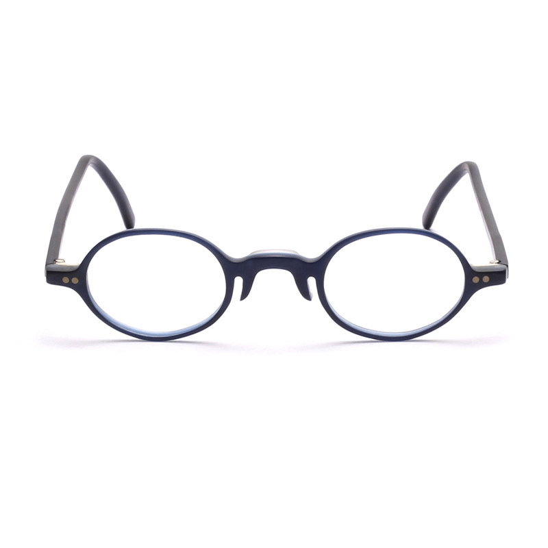 法国产复古超小椭圆磨砂板材近视雾霾蓝深蓝眼镜框 小众设计师款