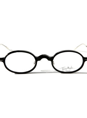 法国产 超轻小椭圆黑色板材镜架独立鼻托小镜片小脸极简设计师款