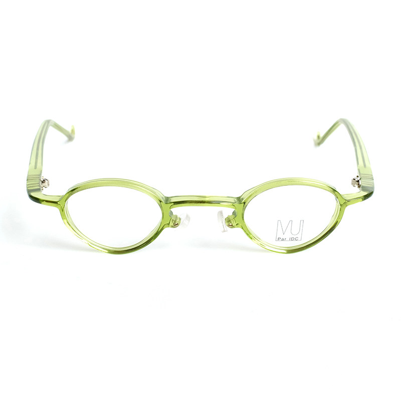 法国产 活动鼻托板材近视眼镜框小圆椭圆绿小众趣味彩色设计男女