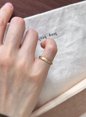 金色手工拉丝星芒尾戒开口可调