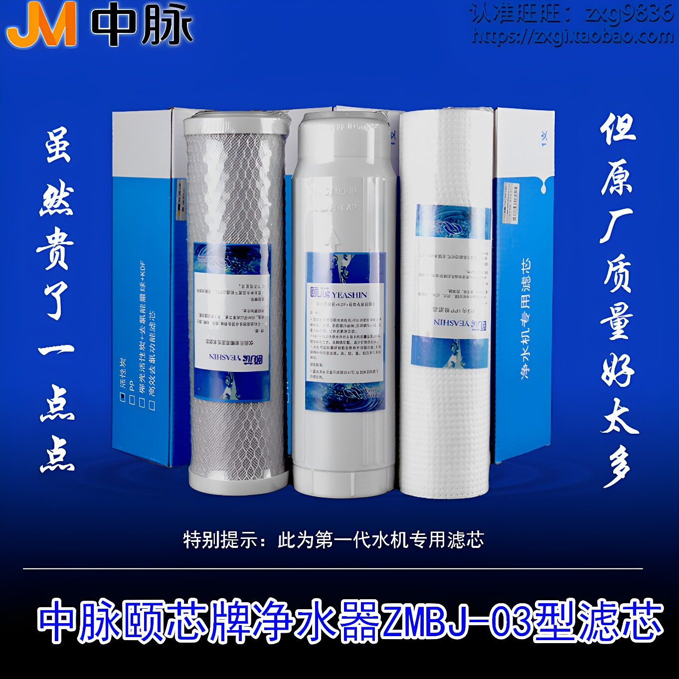 中脉颐芯净水器滤芯1套3只 ZMBJ-03型巴马泉高磁活化水机原厂正品