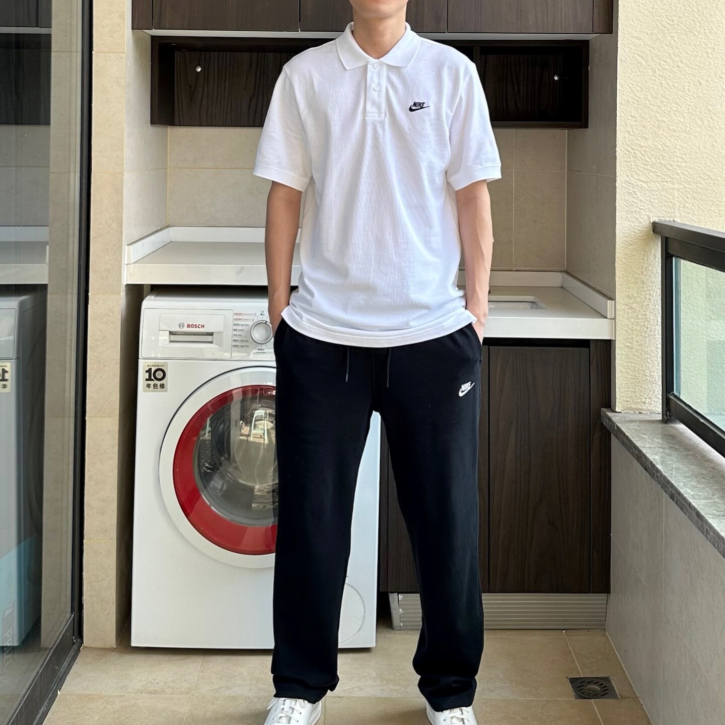 耐克男子白色短袖翻领POLO衫