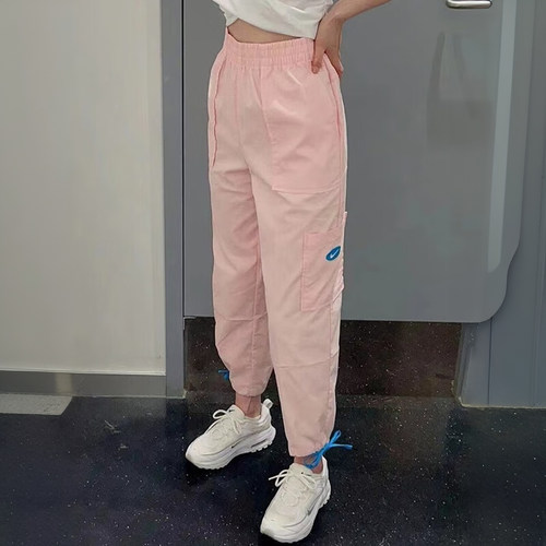 耐克色刺绣工装宽松运动长裤