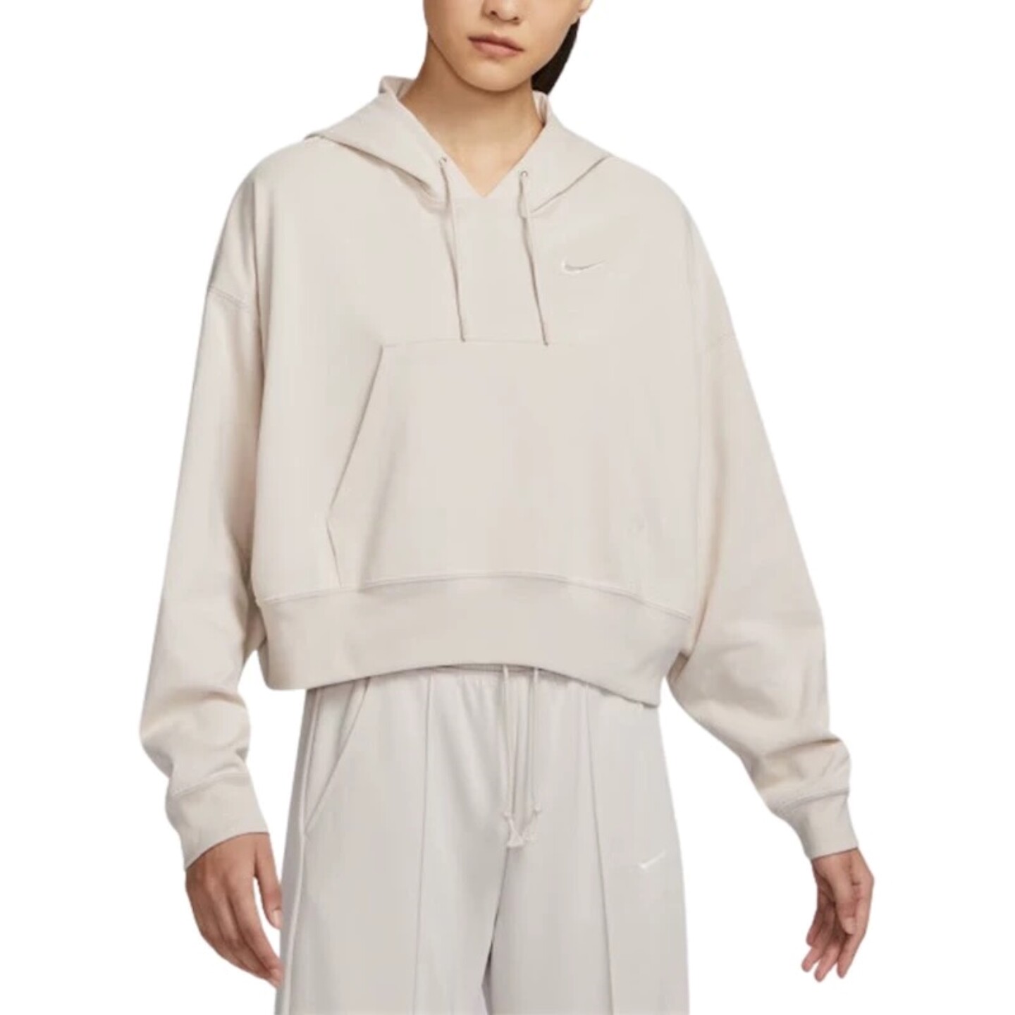 Nike/耐克卫衣女袋鼠兜简约宽松休闲短款连帽套头衫DM6418-104