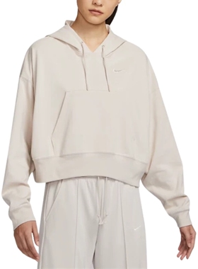 Nike/耐克卫衣女袋鼠兜简约宽松休闲短款连帽套头衫 DM6418-104