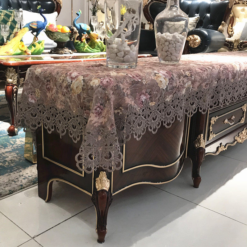 欧式蕾丝花边桌布茶几布艺盖巾轻奢高级感餐桌布电视柜布艺盖布