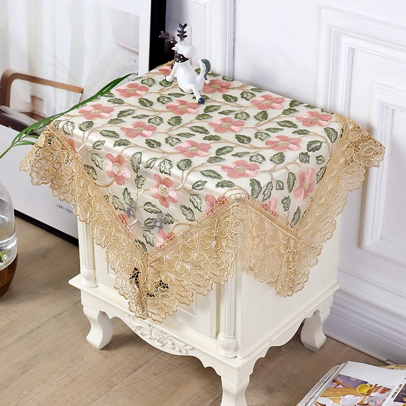 茶几桌布长方形布艺蕾丝纱欧式家用田园餐桌布台布床头柜方桌圆桌