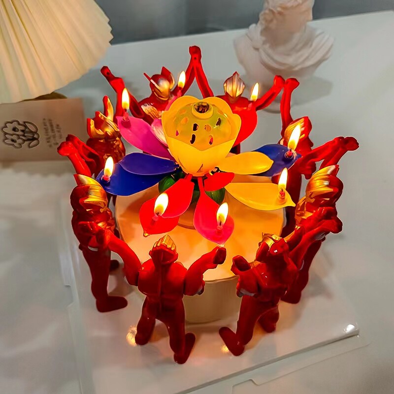 网红莲花音乐生日蜡烛儿童会选旋开花会唱歌蜡烛荷花蜡烛音乐蜡烛