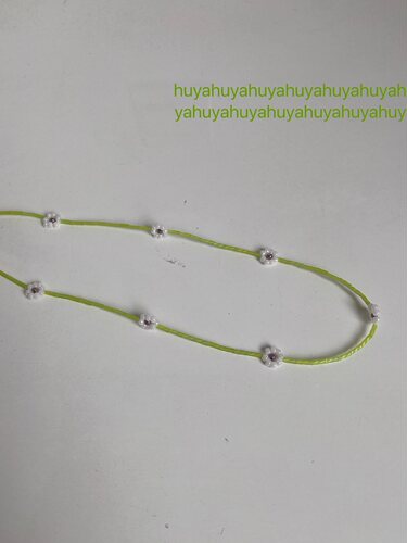 HUYA手作绿藤花磨砂串珠项链法式小众独特设计米珠14k包金choker