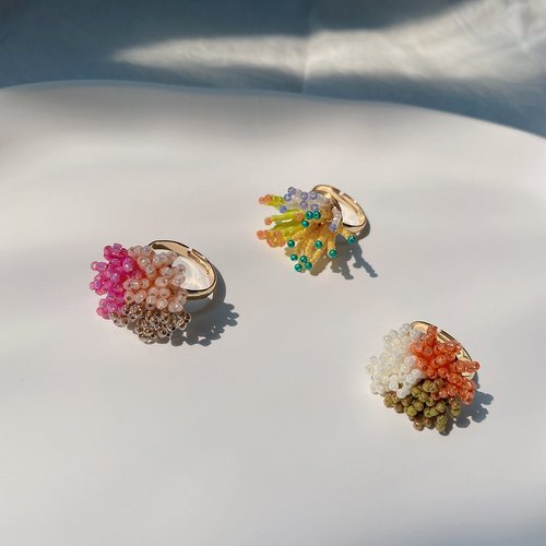 HUYA手作串珠戒指原创设计小众