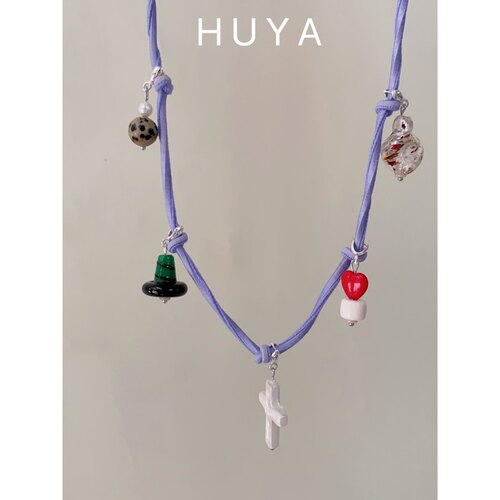 HUYA手作游乐园童趣项链彩色琉璃珠弹性小众设计可爱串珠项链