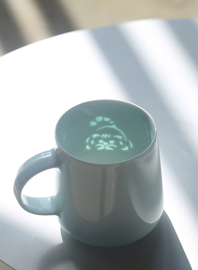 子木可爱喵猫咪马克杯女生高颜值杯子陶瓷水杯景德镇玲珑咖啡杯