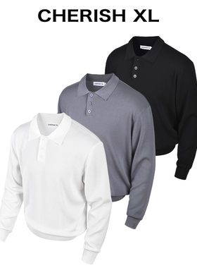 CHERISH XL【重磅380g】透气抗皱/老钱风针织长袖polo衫男款T恤