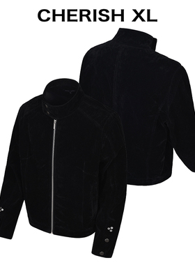 CHERISH XL【新潮建立】短款重工复古绒皮2025哈灵顿夹克外套男款