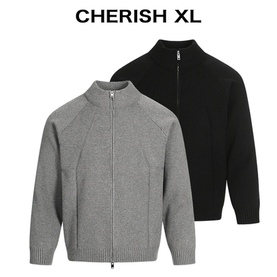 CHERISH XL【抗起球】重磅800克/针织立领毛衣拉链夹克外套男款