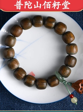 普陀山天然绿檀木子手链首饰莲蓬子饰品礼物百籽堂福手绳装饰女