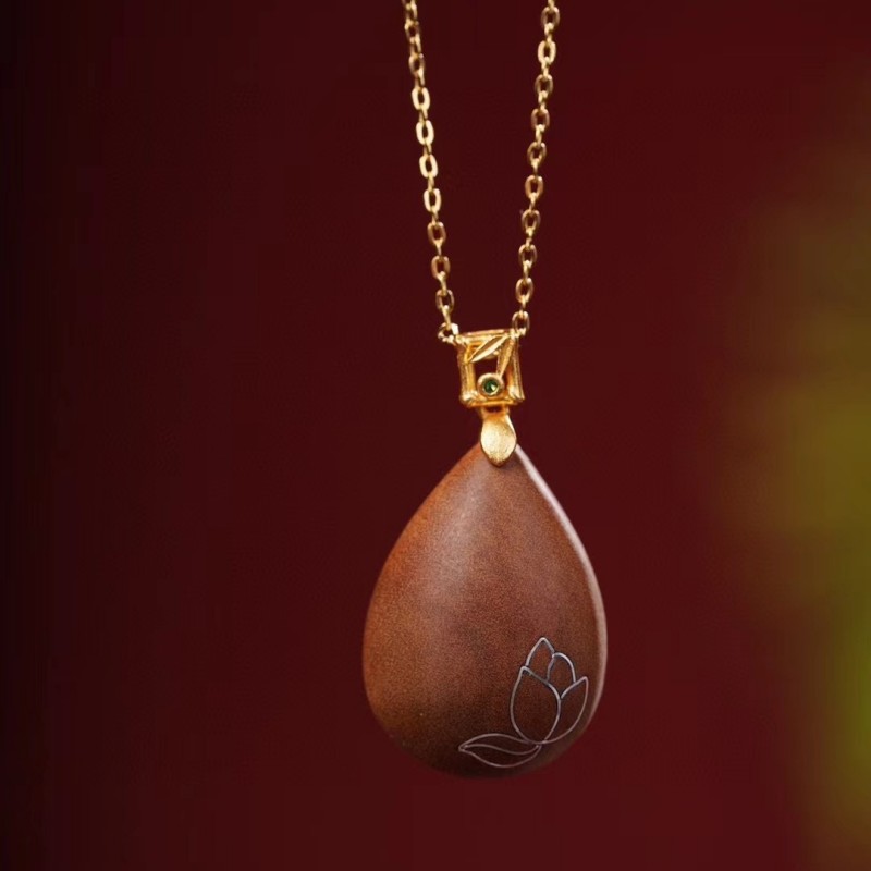 老山檀香木水滴吊坠项链饰品
