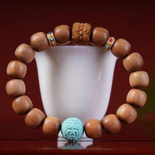 正宗印度老山檀香木老型桶珠10x11佛珠手串链搭配回纹珠文玩饰品