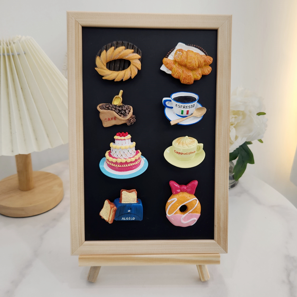 韩国创意coffee咖啡冰箱贴 磁性树脂复古烘培装饰留言板展示吸铁