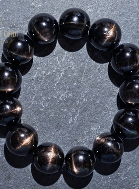 盖亚回声 天然7A+级埃及老矿金运石手链14mm双十字星光猫眼手串