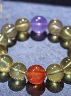 盖亚回声 天然巴西黄水晶手链14mm巴西星光黄水晶限定设计款手串