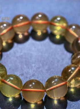 【巴西黄水晶】 天然级黄水晶圆珠手链 巴西黄水晶散珠手串