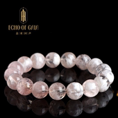 盖亚回声 天然粉色雪花幽灵圆珠手串白水体雪花幽灵手链