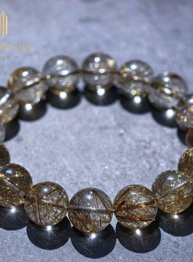 盖亚回声 天然收藏级魔鬼发银发晶手链13mm大颗粒硬发魔鬼发手串