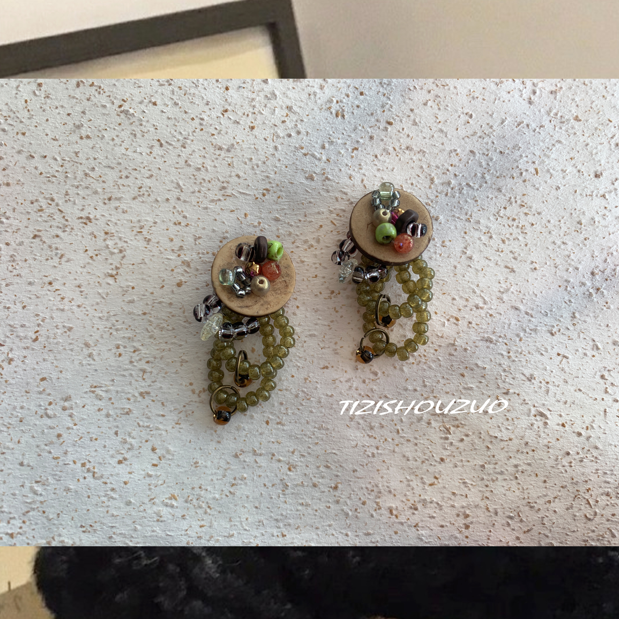 提子手作原创森林木屋串珠女耳环