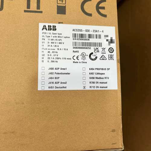 ABB变频器，型号ACS355-03E-23A1-4，实物图议价也可维修