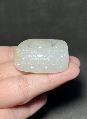 新疆和田玉白玉籽料扳指吊坠苏工精品男女款玉器挂件玉佩牌满皮