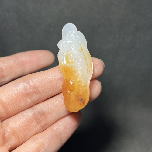 新疆和田玉白玉如意满皮籽料挂件苏工精品男女款精品玉坠玉佩吊坠