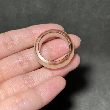 新疆和田玉白玉籽料戒指苏工精品男女款玉器20mm圈口戒圈玉戒