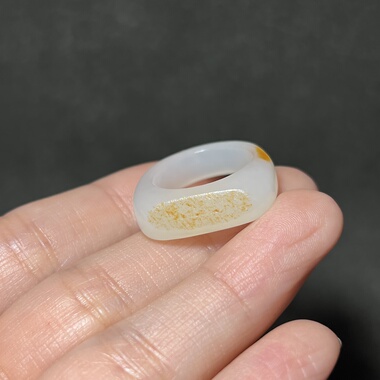 新疆和田玉白玉籽料马鞍戒指苏工精品男女款玉器戒指指环17mm