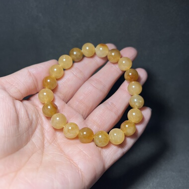 新疆和田玉黄沁籽料手串10mm圆珠子苏工精品男女款玉器手链手饰