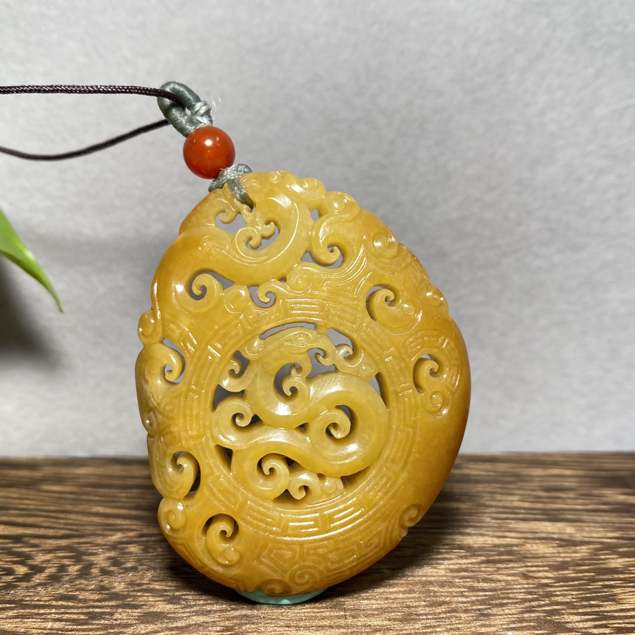 仿古龙凤 和田玉黄沁籽料挂件独籽真皮沁色龙凤佩 原颗籽 实价