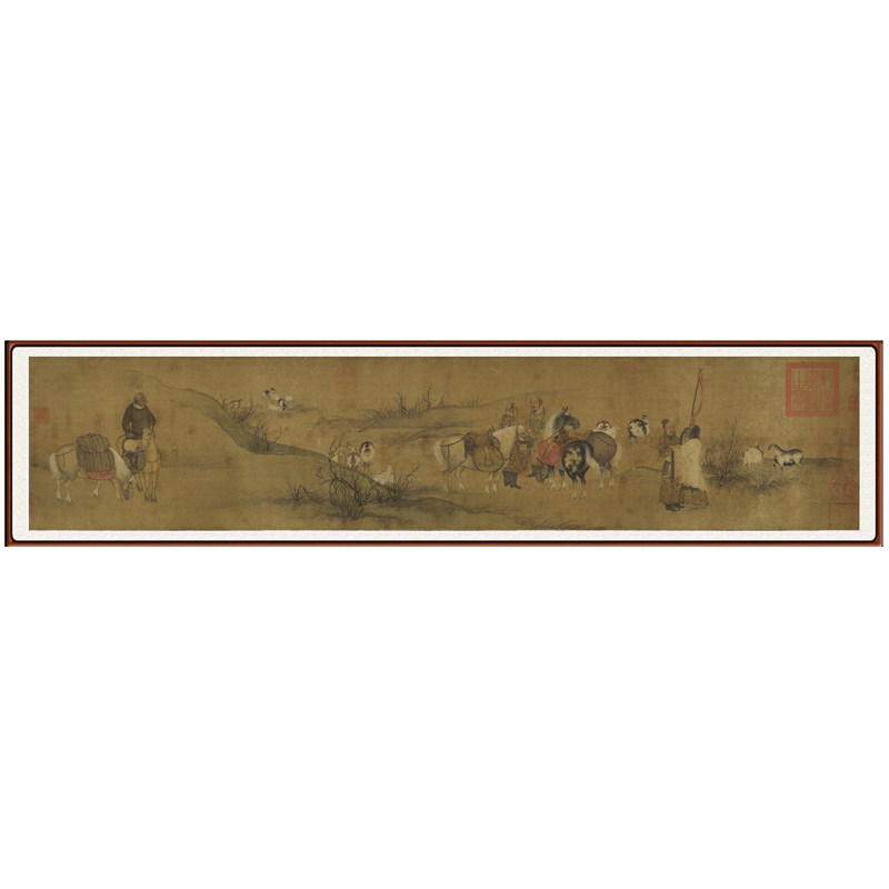 陈居中苏李别意苏武牧羊图字画横幅国画山水人物画客厅装饰画挂画