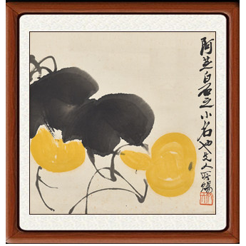 装饰画国画客厅新中式花鸟画挂画卧室仿真迹齐白石葫芦福禄赠装裱