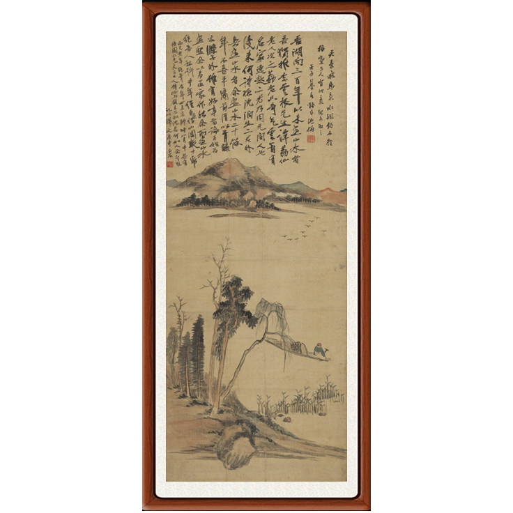 国画山水画客厅字画书画非手绘花鸟仿真迹齐白石天长飞鸟急赠装裱