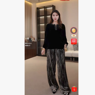 230K 丝绒烫金长裤 试穿S码 长105臀围106 裤 小恩专属