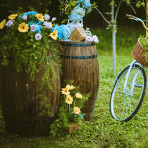 橡木桶装饰酒桶婚庆户外婚礼装饰桶红酒桶葡萄酒桶婚礼迎宾区摆件