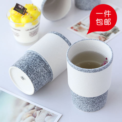 日式雅系列 石头釉 雪花釉 茶杯 随手杯 情侣杯 素雅陶瓷水杯