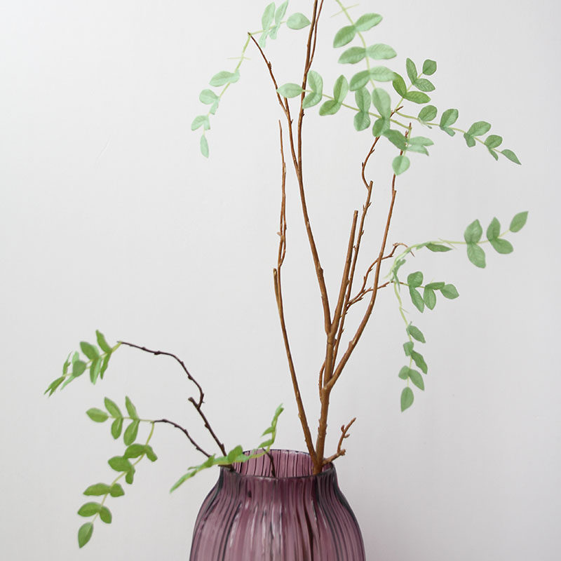 高仿真皂角叶长枝树枝绿叶子落地仿真花绢花客厅装饰树叶绿植假花