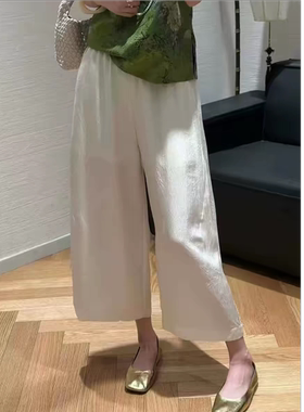 新款韩系宽松显瘦女夏季提花休闲九分阔腿裤26186