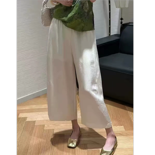 新款韩系宽松显瘦女夏季提花休闲九分阔腿裤26186