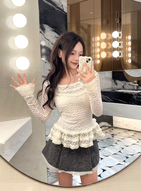 秋季新款时尚荷叶喇叭袖洛可可假两件上衣女GFC25677