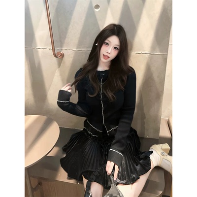 拉拉家2025冬季新款复古珍珠立体提花修身针织开衫上衣GFC250111