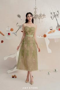 越南小众设计网纱爱心蕾丝连衣裙GWL02301009